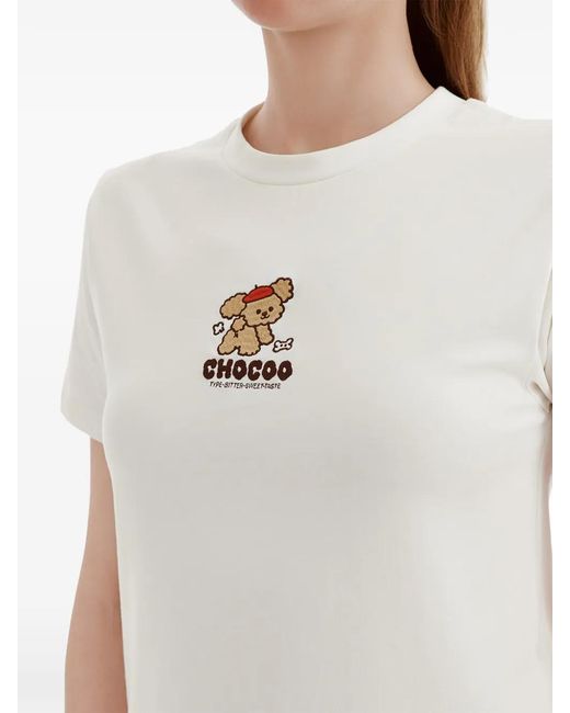 Chocoolate White Logo-Embroidered T-Shirt