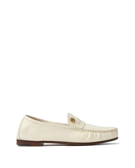 Versace White Guanto Leather Loafers
