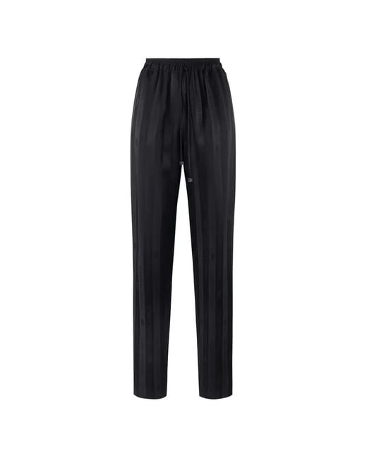Elisabetta Franchi Blue Satin Trousers With Jacquard Stripes
