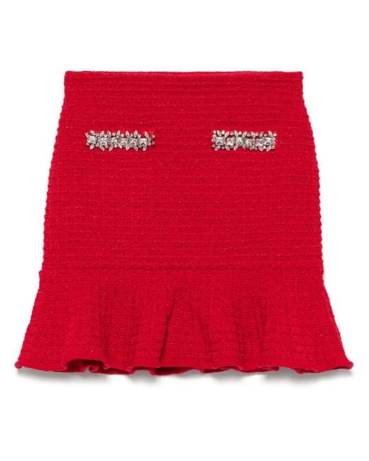 Self-Portrait Red Knitted Mini Skirt
