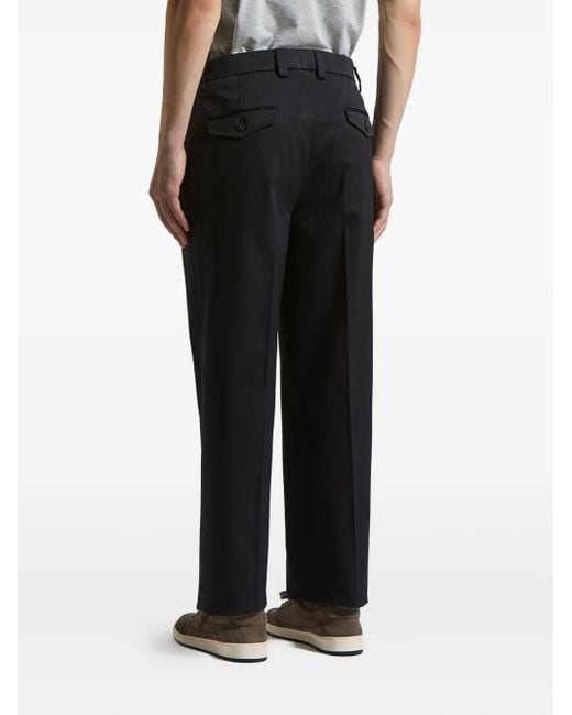 Peserico Black Pleated Button-Fastening Trousers for men