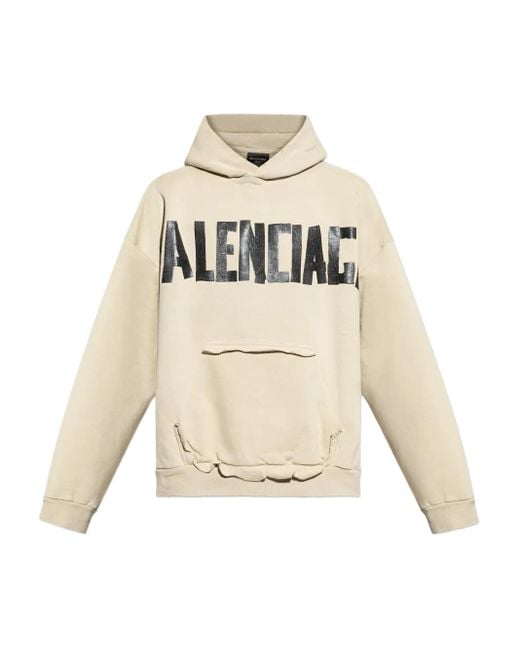 Balenciaga Natural Tape Type Ripped Pocket Hoodie