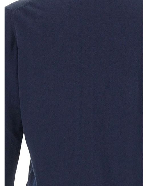 Peuterey Blue Long-Sleeved Ribbed Sweater for men