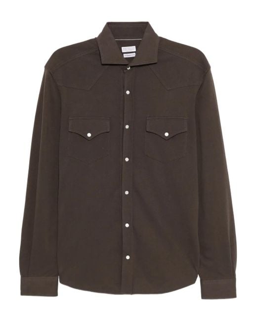 Brunello Cucinelli Brown Cotton Shirt for men