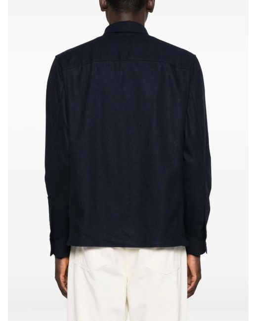 Paolo Pecora Blue Double-Pocket Button-Down Shirt for men