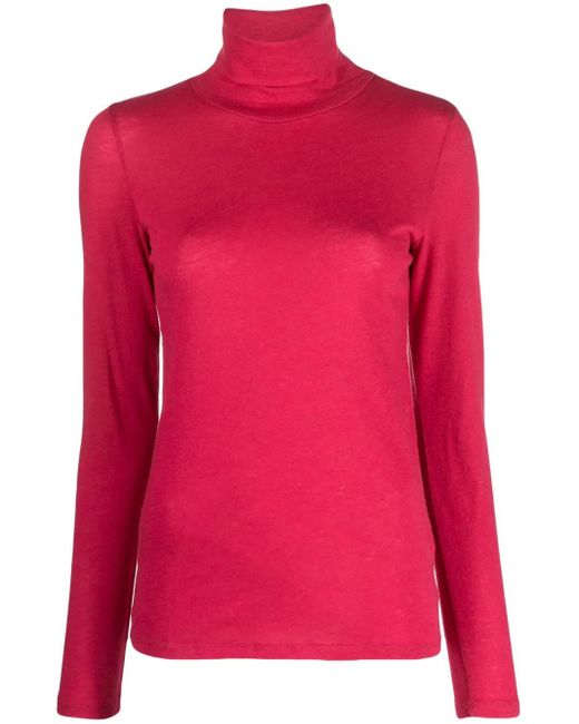 Majestic Filatures Pink Long-Sleeved Roll-Neck Top