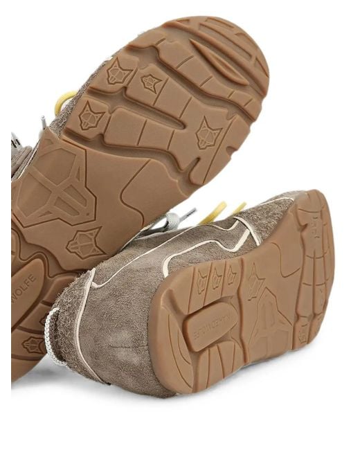 Naked Wolfe Brown Ace Logo-Patch Paneled Sneakers for men
