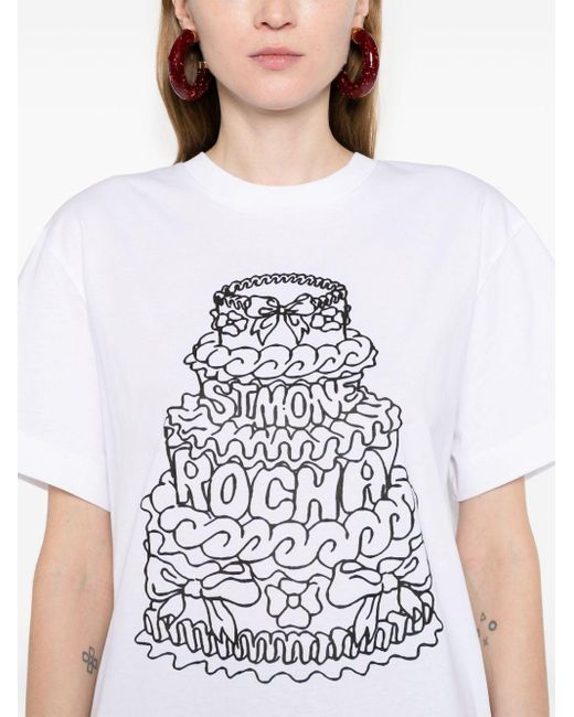 Simone Rocha White T-Shirt mit Logo-Print