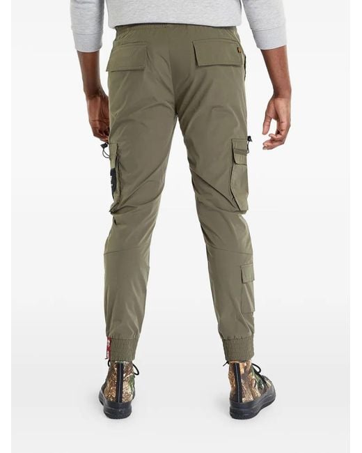 Alpha Industries Green Logo-Patch Cargo Pants for men