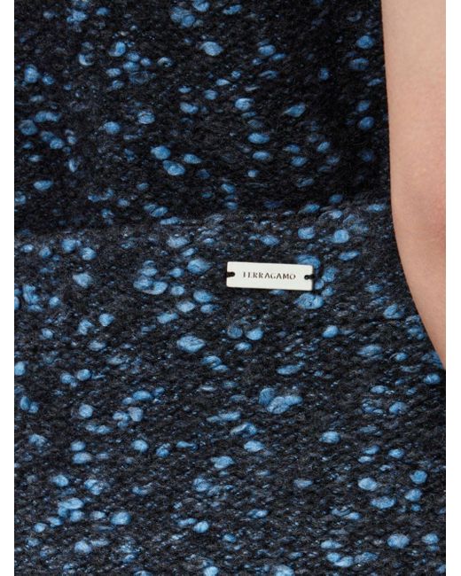 Ferragamo Knitted Bouclé Skirt in het Blue