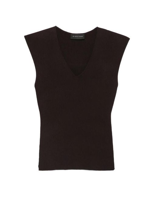 Le Petite Pulle Black V-Neck Top