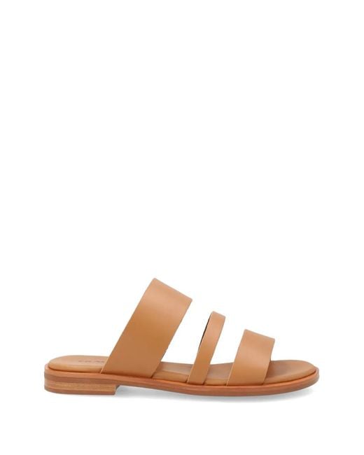 Frau Brown Triple-Strap Leather Sandals