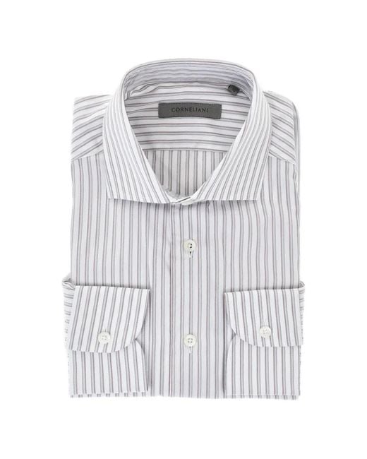 Corneliani White Chemise En Popeline À Rayures for men
