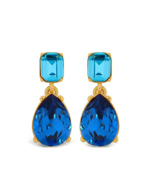 Oscar de la Renta Blue Teardrop Square Earrings