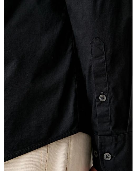 Marc O' Polo Black Logo-Embroidered Long-Sleeve Shirt for men