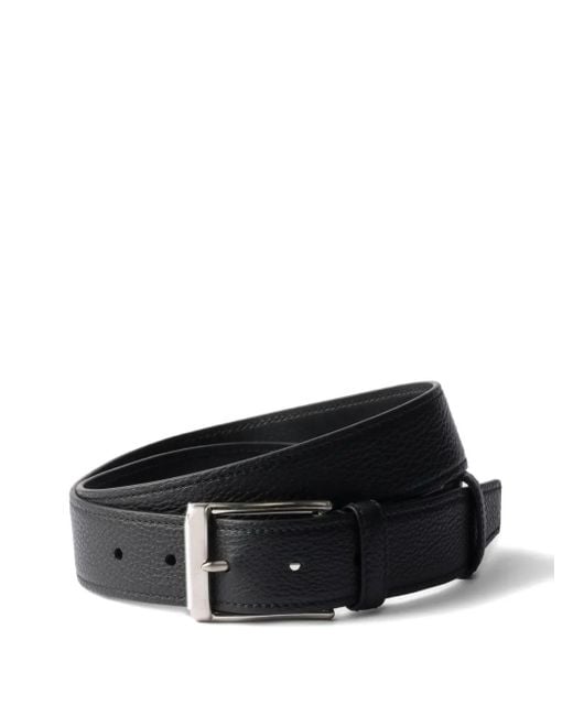 メンズ Prada Textured-leather Belt Black