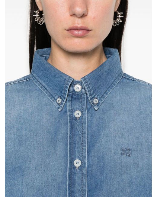 Givenchy Blue Cropped Denim Shirt