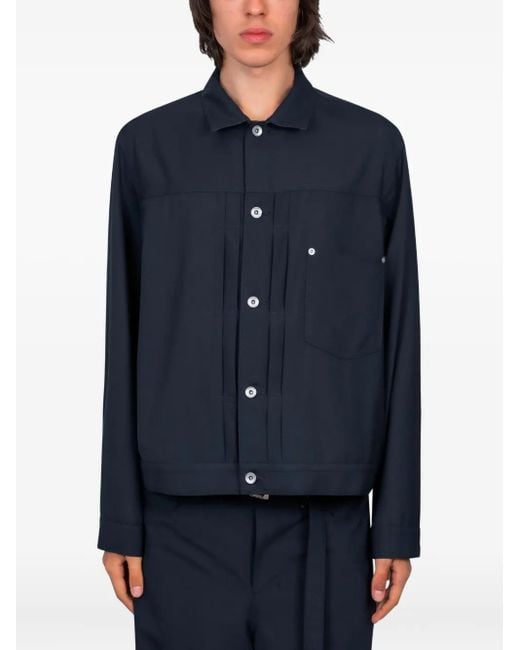 Sacai Blue Pleated Pocket Jacket for men