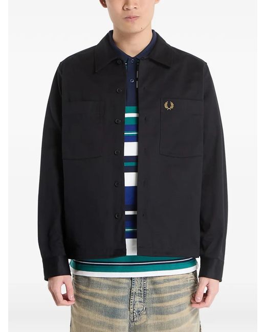 Fred Perry Blue Twill-Texture Shirt for men