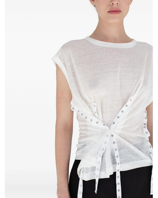 RAQUETTE White Snap-Button Top