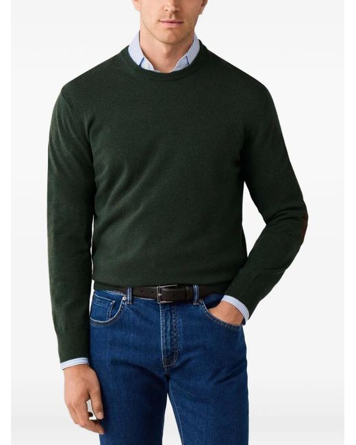 Hackett Green Patch-Detail Crew-Neck Knit for men