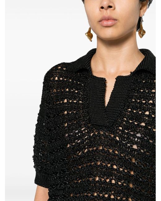 Polo semi trasparente di Erika Cavallini Semi Couture in Black