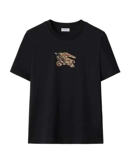 Burberry Black Ekd Check Cotton T-Shirt
