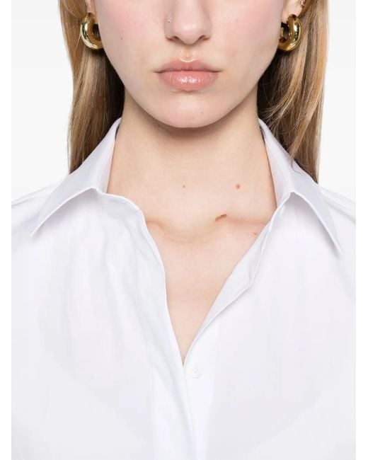 Max Mara White Angora123 Popeline Body Shirt