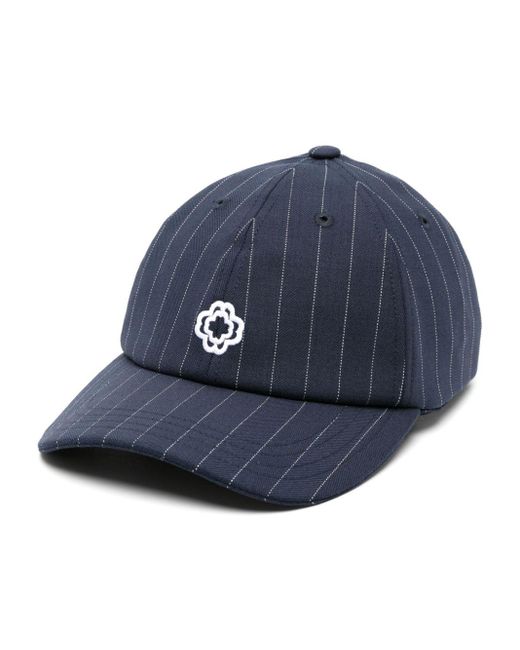 Maje Blue Clover-embroidered Pinstripe Cap