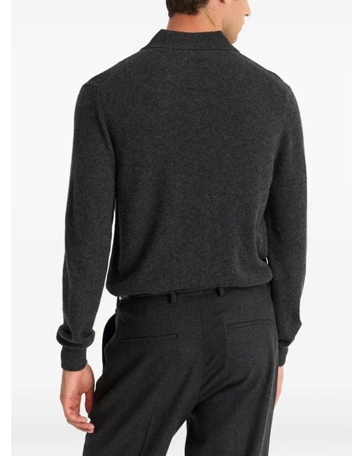 Pringle of Scotland Black Long-Sleeve Polo Shirt for men