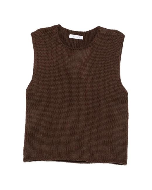Liska Brown Round-Neck Vest