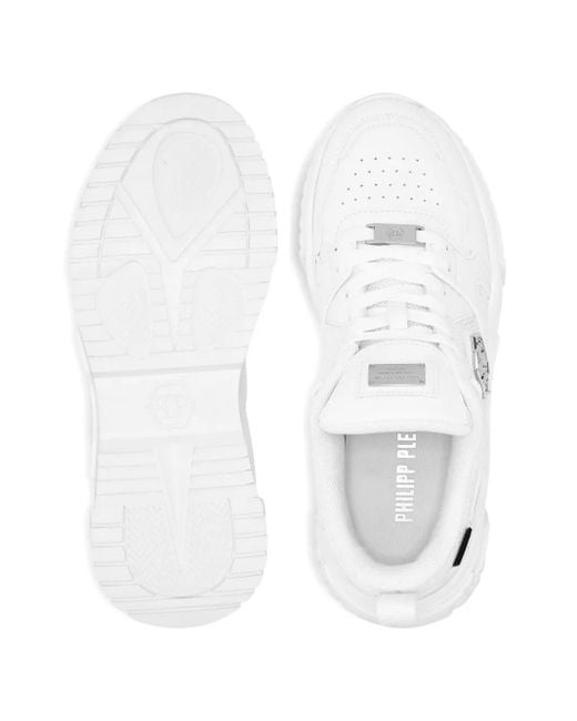 Philipp Plein White New Predator Hexagon-Logo Sneakers