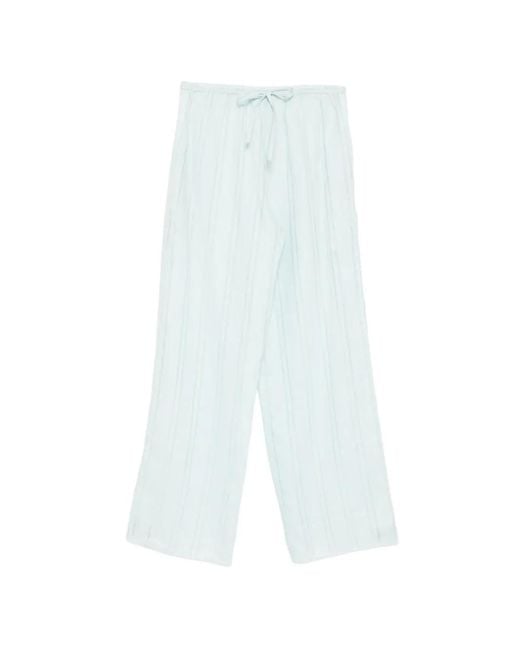 Kiki de Montparnasse White Striped Tie-Waist Trousers
