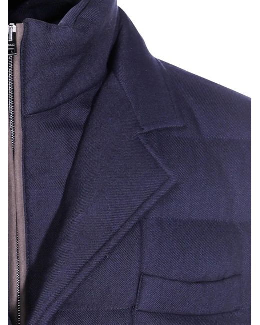 Herno Blue Quilted Layered Blazer for men