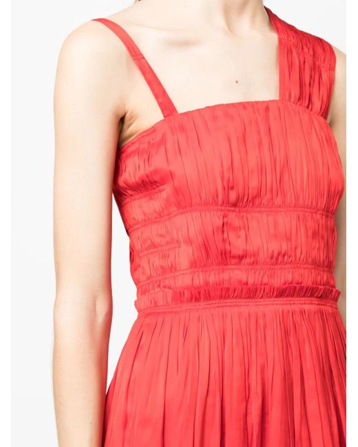 Zadig & Voltaire Red Roselie Satin Pleated Dress