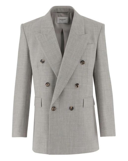 Blazer de lana con doble botonadura Saint Laurent de hombre de color Gray