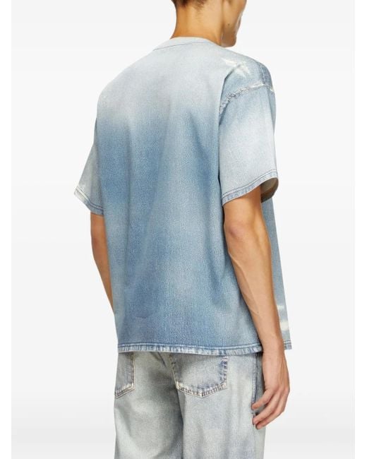 DIESEL Blue D-Box Jogg Distressed Denim T-Shirt for men