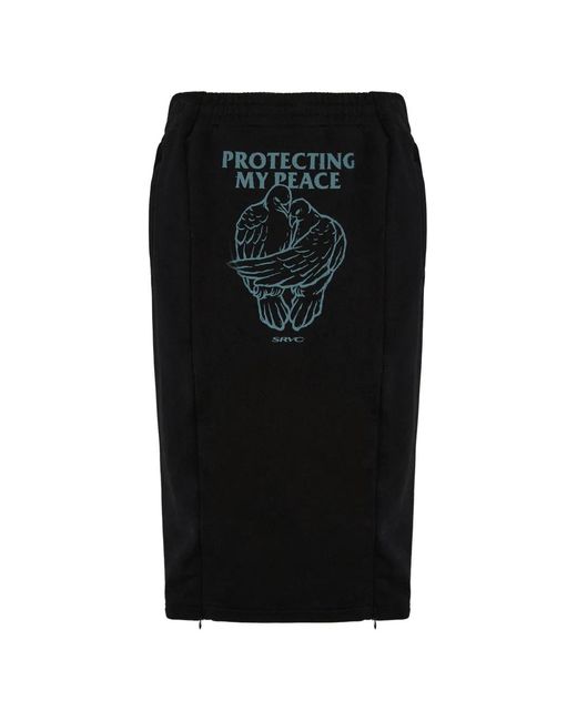 SRVC Studio Black Graphic-Print Zip-Slit Skirt