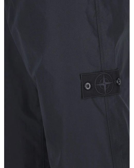 Stone Island Blue Patch-Pocket Cotton Trousers for men