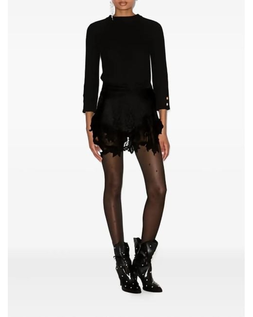 Isabel Marant Black Reana Lace-Trimmed Skirt