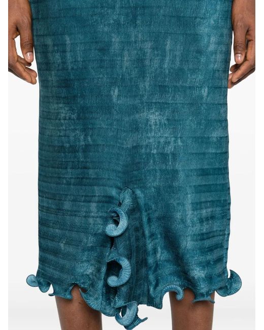 Fendi Blue Button Ruffled Midi Dress