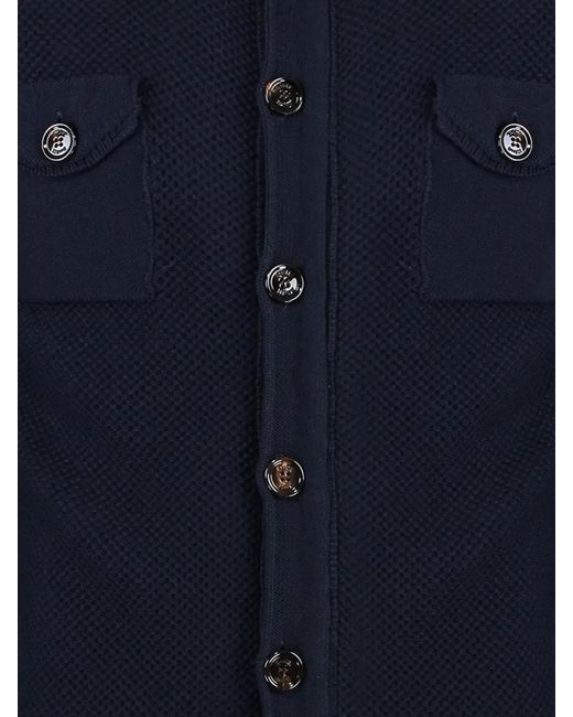 Moorer Blue Patch-Pockets Cardigan for men