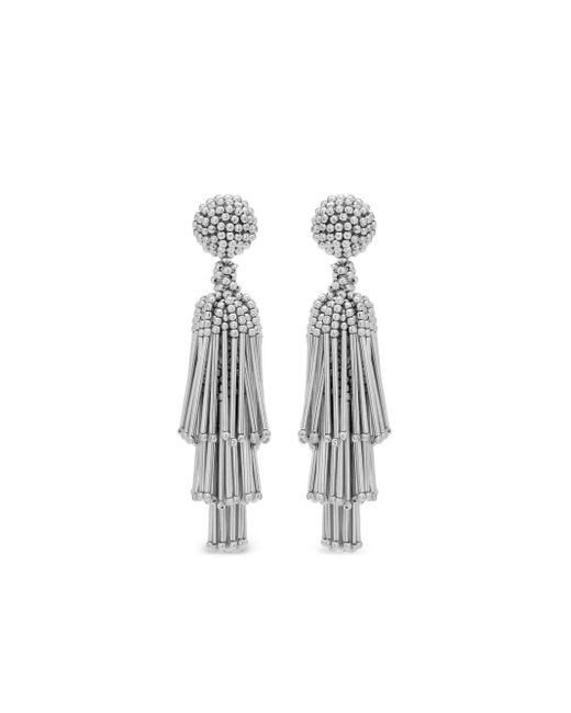 Oscar de la Renta ビーズ タッセル ピアス White