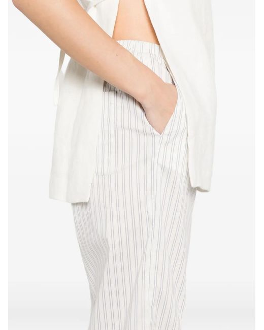 IRO White Lia Striped-Pattern Drawstring Trousers