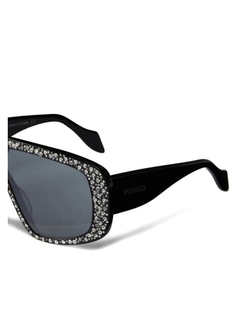 Pinko Gray Stoned Mask Sunglasses