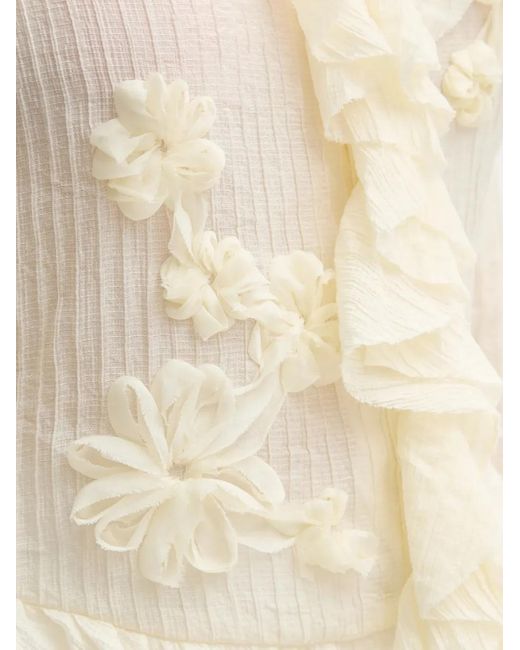 INTROPIA White Blouse Volantée À Fleurs