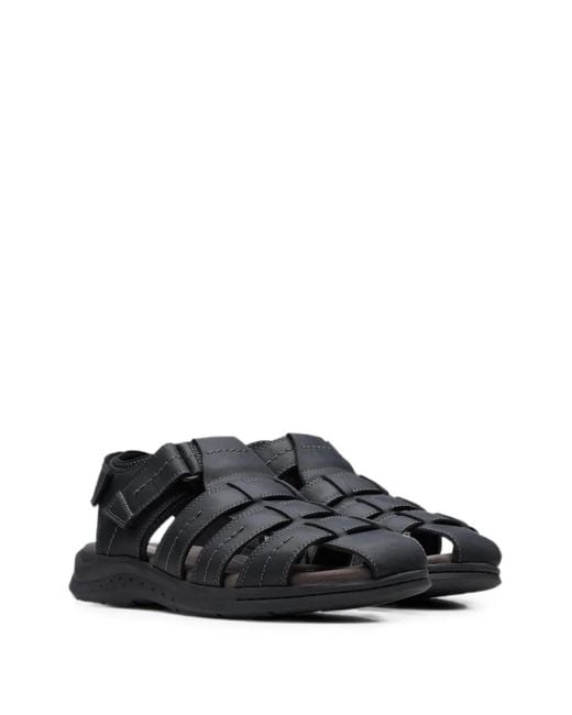 Clarks Black Walkford Touch-Strap Sandals for men
