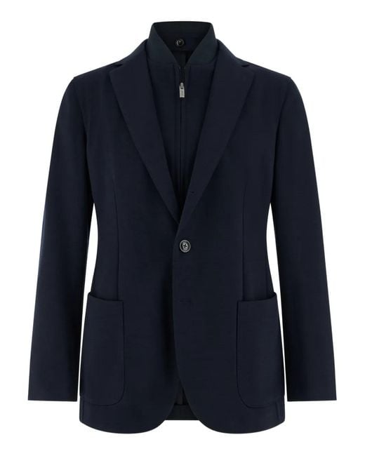 Boggi Blue Wool Blend Sweatshirt Jacket for men