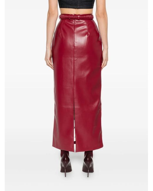 ROWEN ROSE Red Belted Midi Skirt
