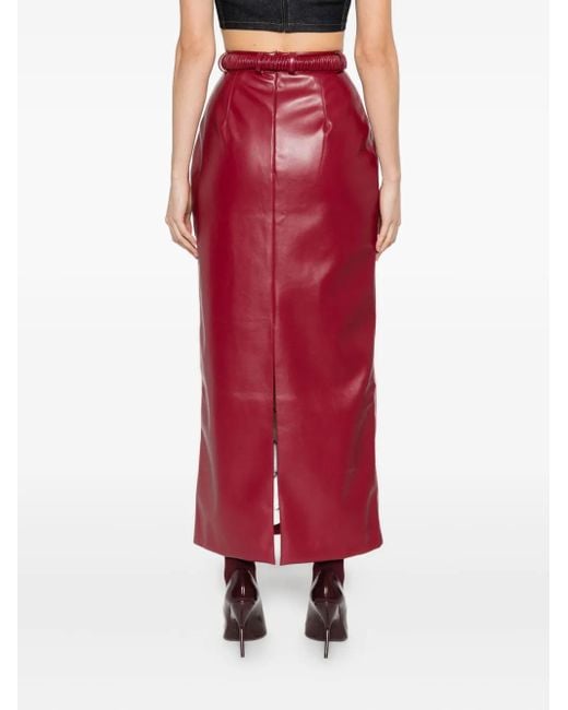 ROWEN ROSE Red Belted Midi Skirt
